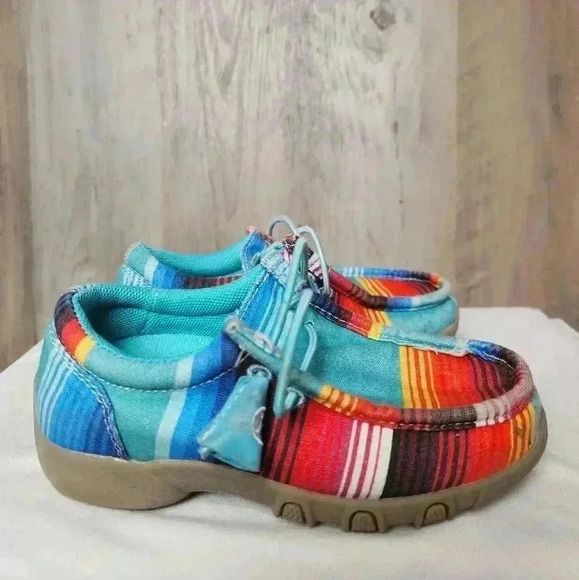 Roper Youth Blue Aztec 'CHILLIN SERAPE' SLIP-ON MOCCASINS SHOES Size 10 - Picture 5 of 8